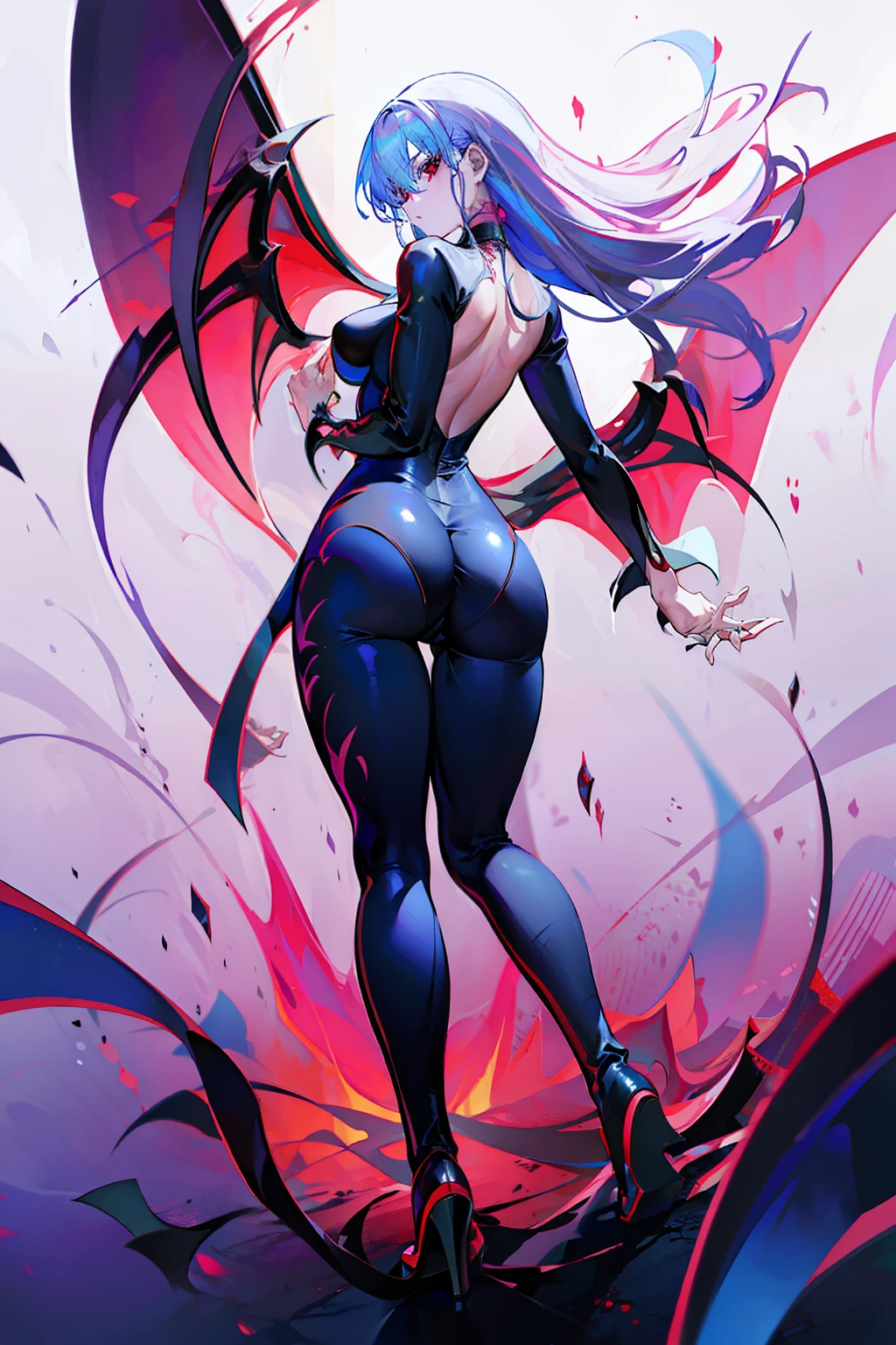 dark sakura　full body suits　Morrigan Aensland　seductiv　Rear view