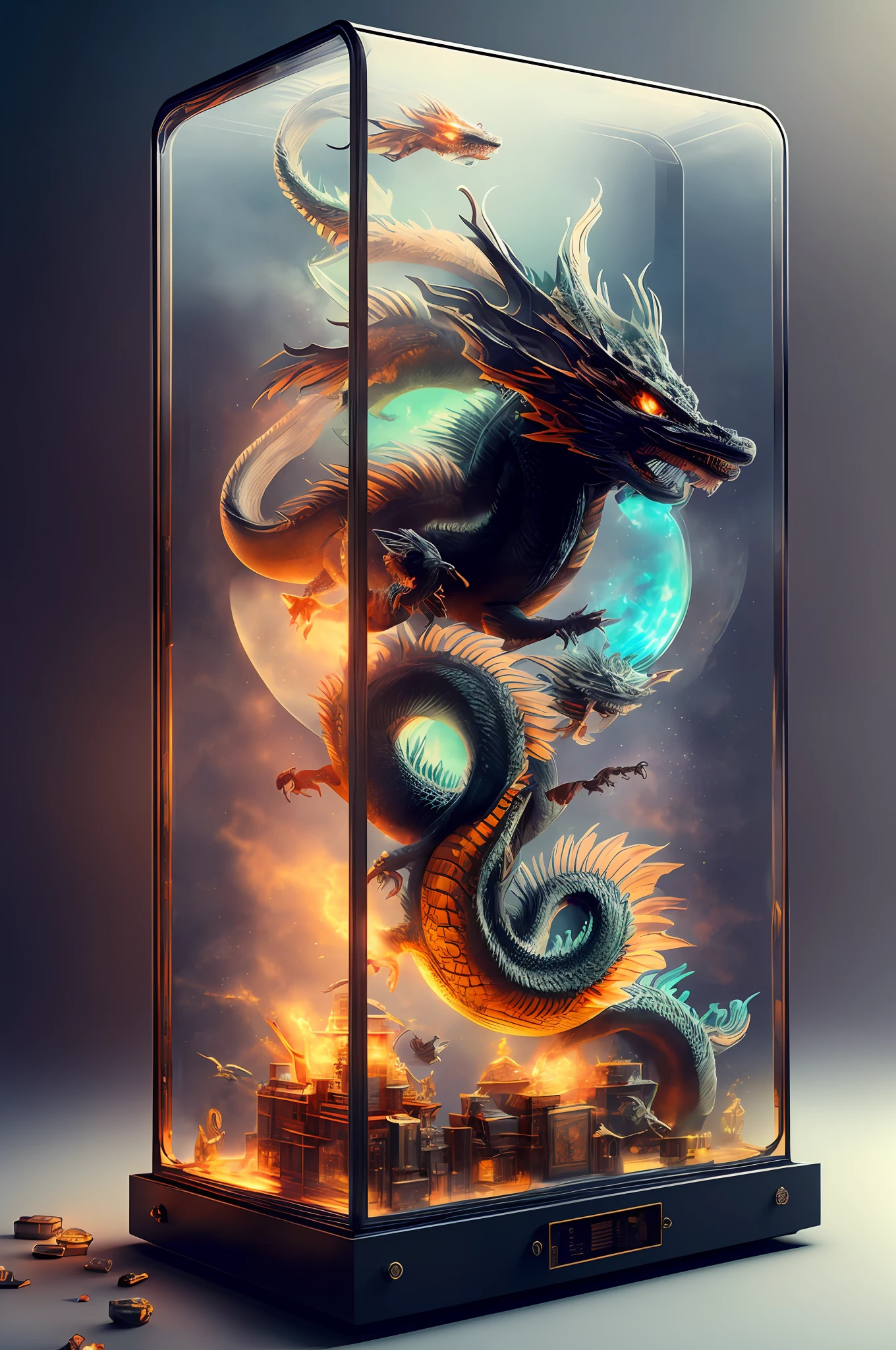 knollingcase,chinesedragon,(((with dynamism,photograph realistic,realisticlying,dramatics,foco nítido,8k)))