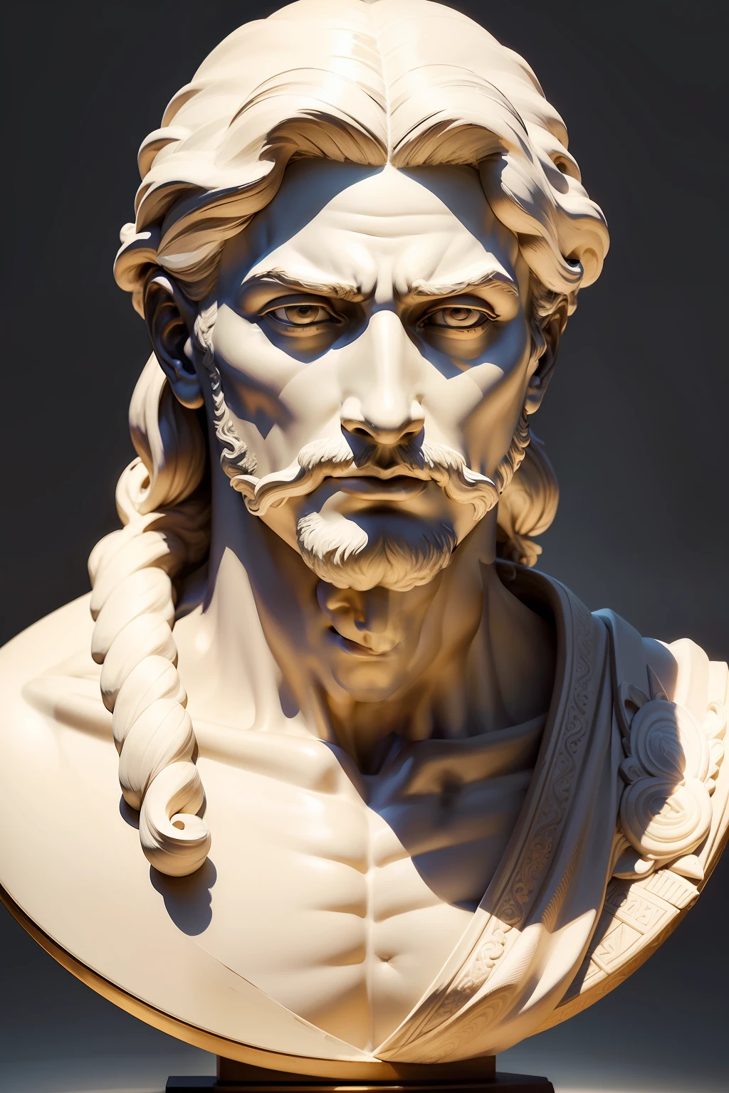 Greek statue,,olho de marmore,Man of advanced age, Anciao,The face of the statue personifies trust and authority. Um olhar firme e determinado emana dos olhos precisamente esculpidos, convey a sense of purpose and determination. The slightly arched eyebrows give an air of introspection, while the straight nose and subtle lips convey a sense of seriousness and thoughtfulness.