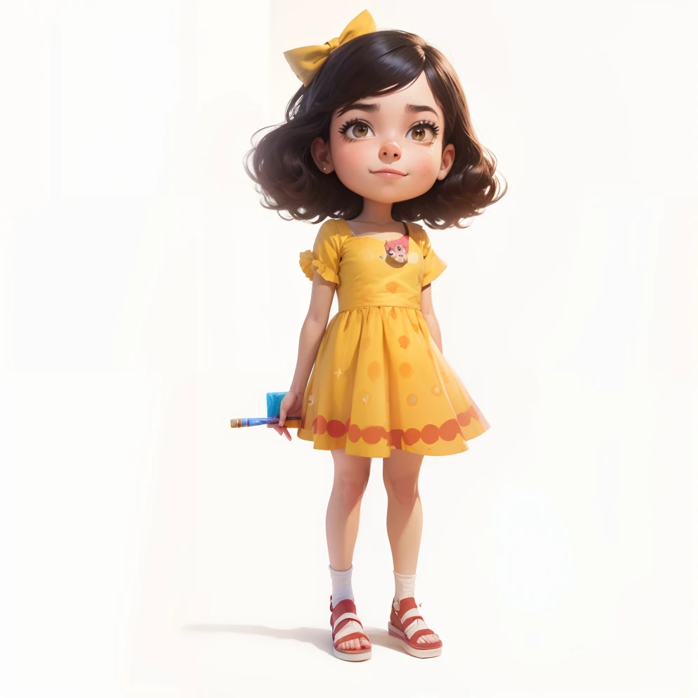personagem, estilo desenho da Pixar, Menina, alegre, She's painting a picture