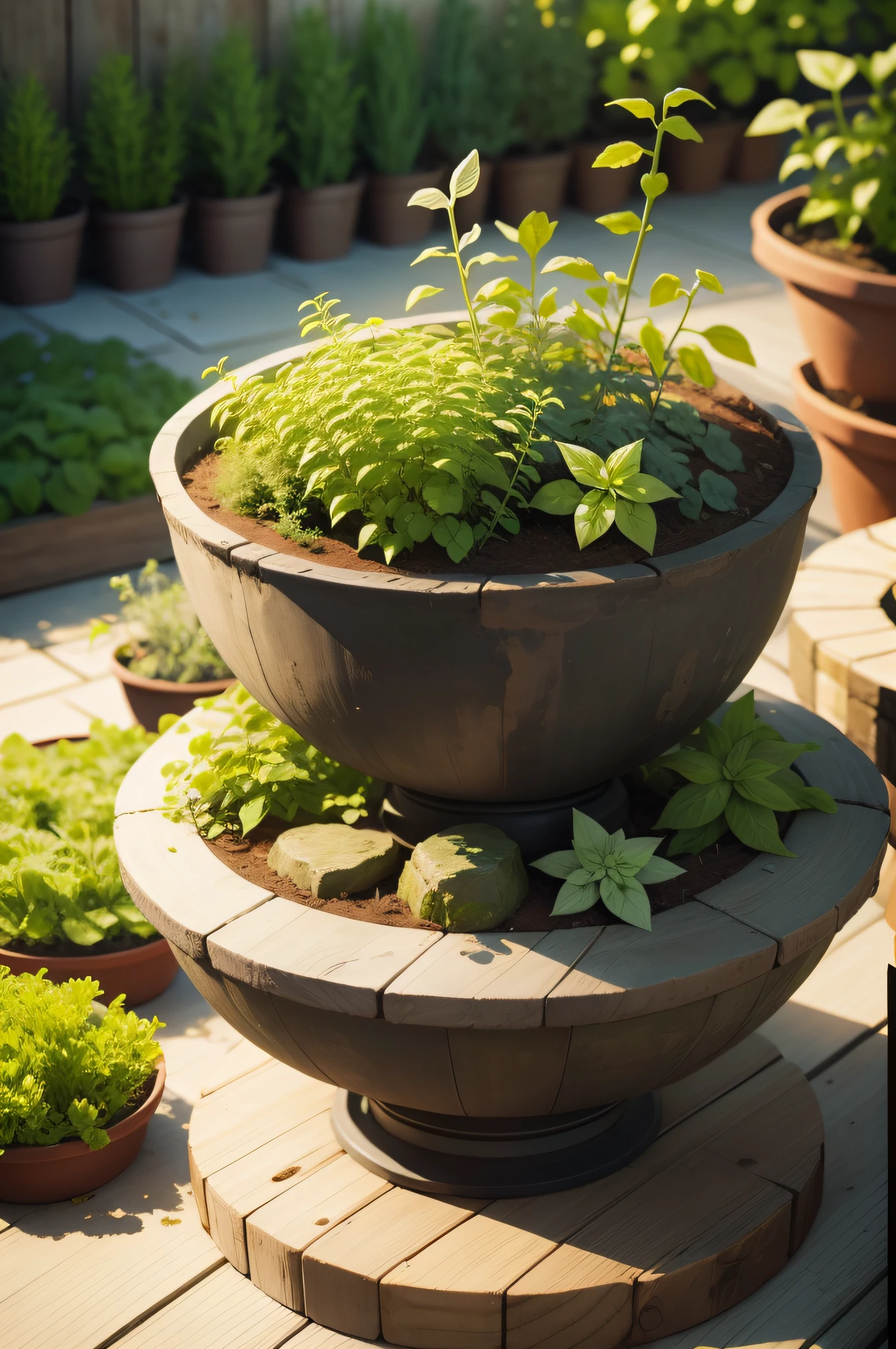 realistic aromatic herb garden