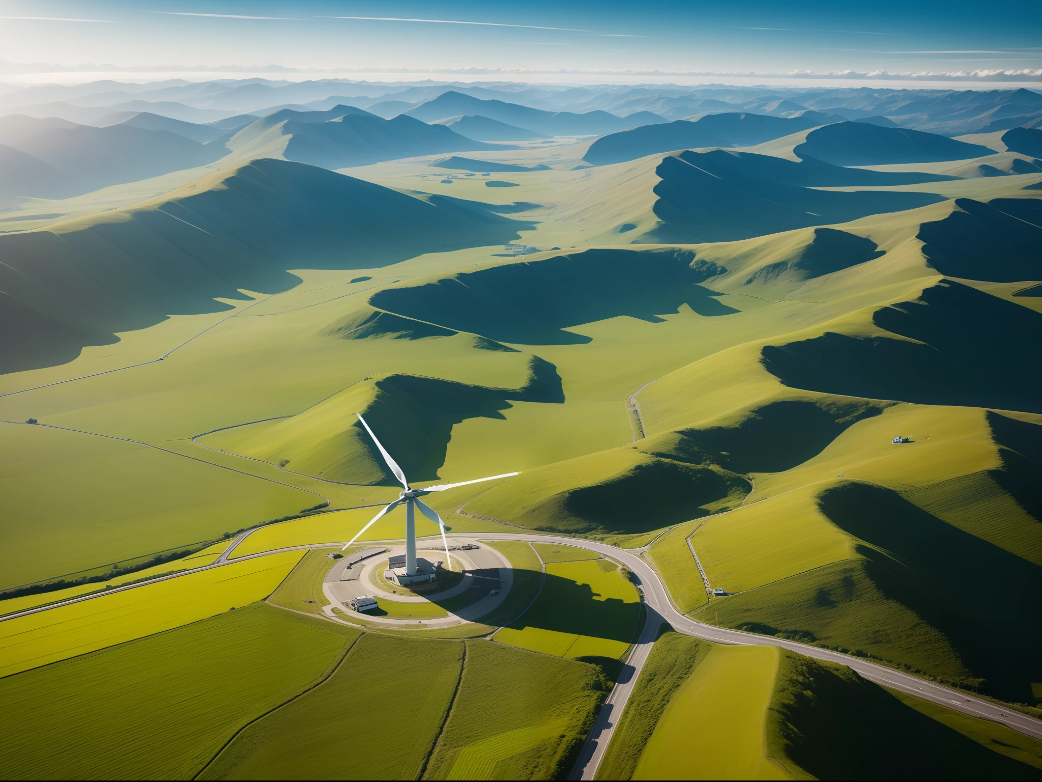 Spinning Landscape, The power of the wind, Use of clean energy, possibility, expresive