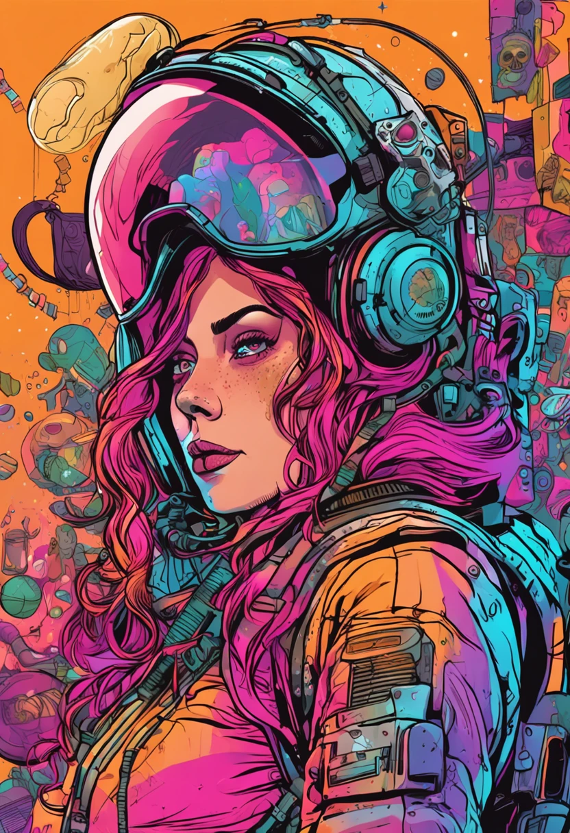 3 mulheres neon cibernetica Biquini curto seda astronautas sexy tatuagens coloridas