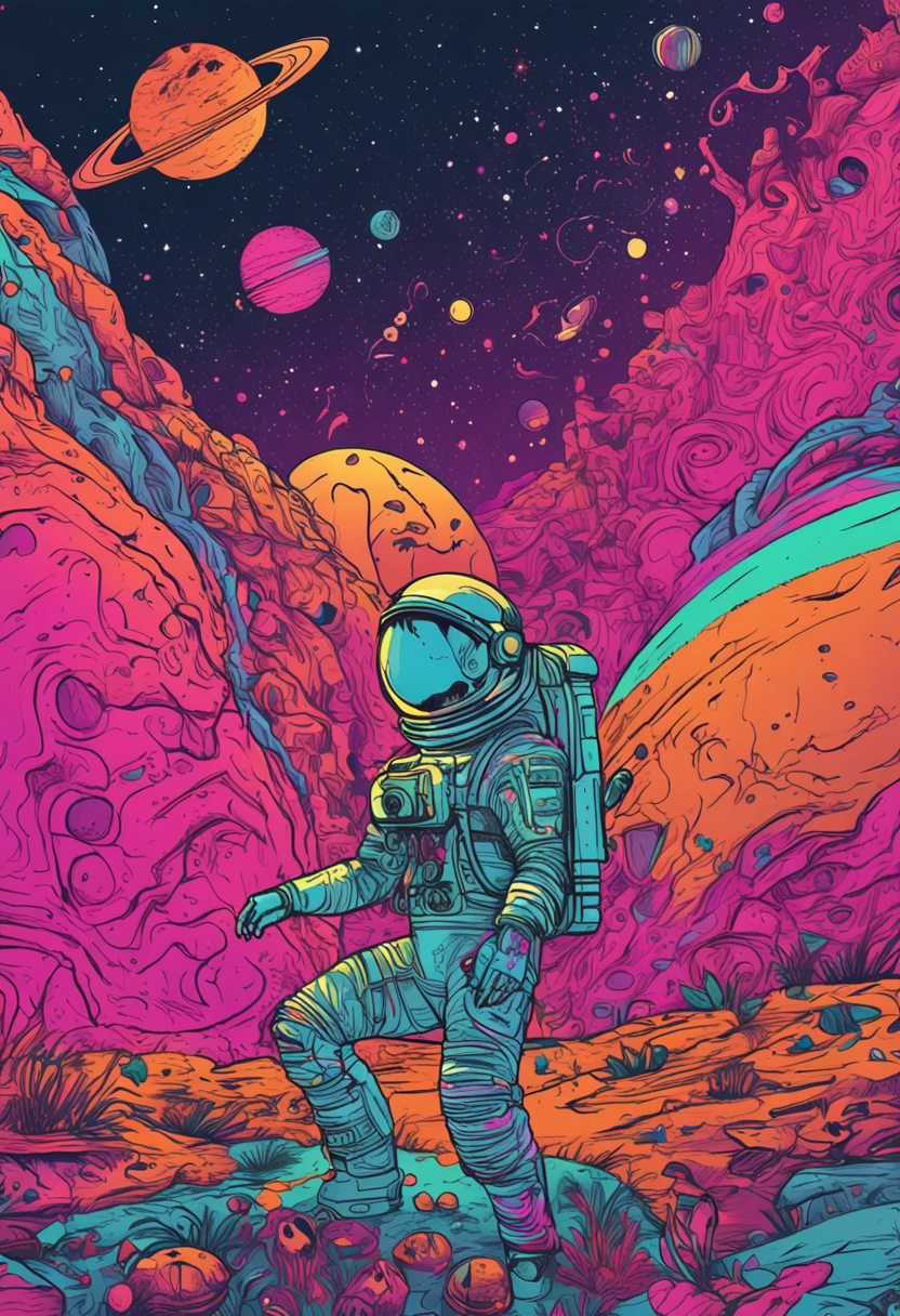 3 mulheres neon cibernetica Biquini curto seda astronautas sexy tatuagens coloridas