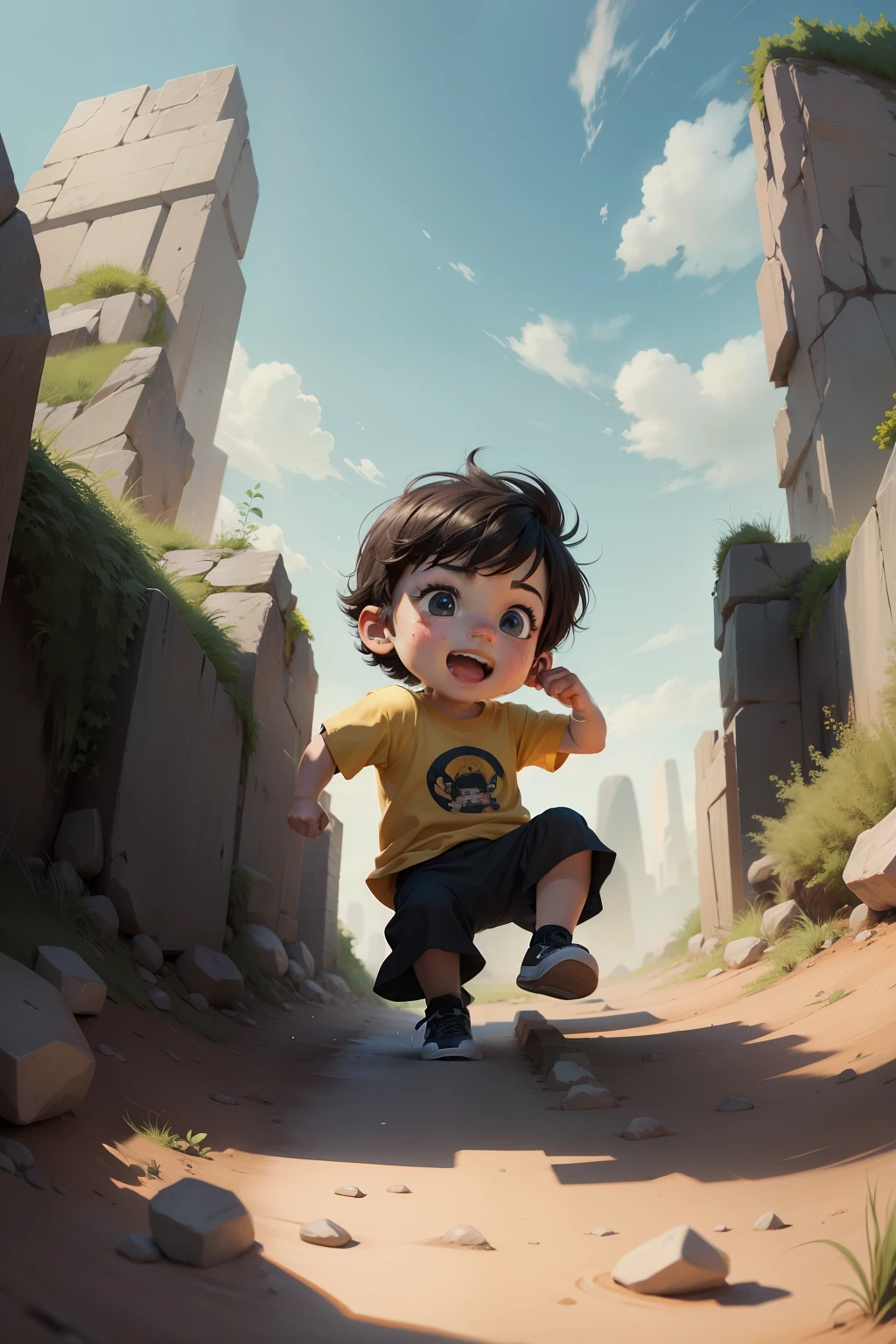 Cartoon Boy falls