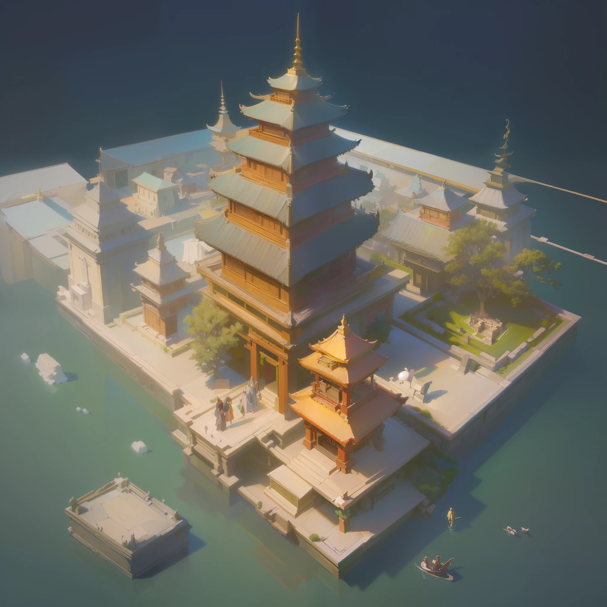 (isometric:1.5), (masterpiece, top quality, best quality, official art, beautiful and aesthetic:1.2),(16k, best quality, masterpiece:1.2),architecture, [:(black background:1.5):30],, east asian architecture, (simple background:1.5), scenery, no humans, stairs, building, wall, doorstep buildings, stairs, Chinese architecture,Doorway statue