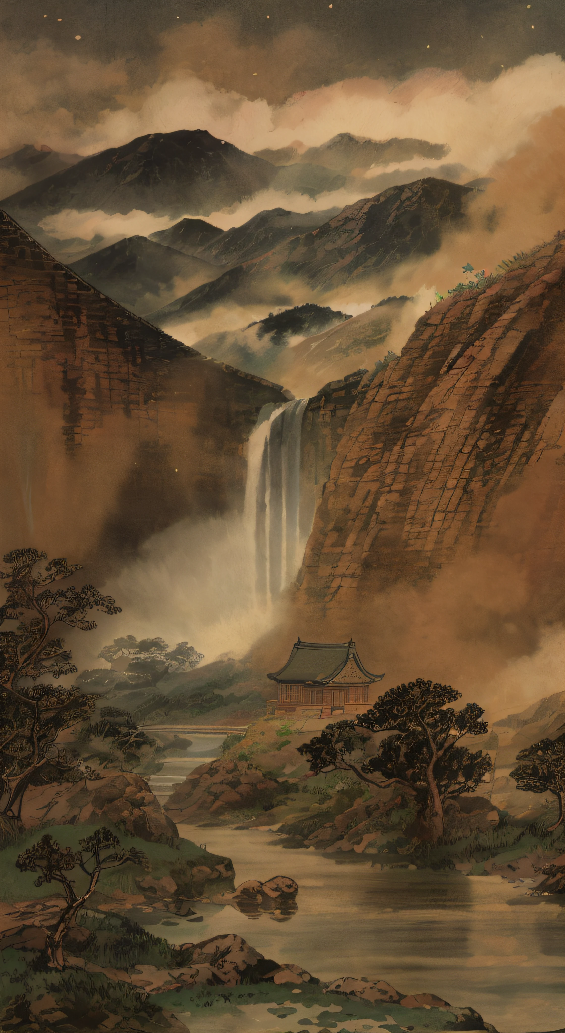 Ancient Chinese Gongbi painting，Crowboat。