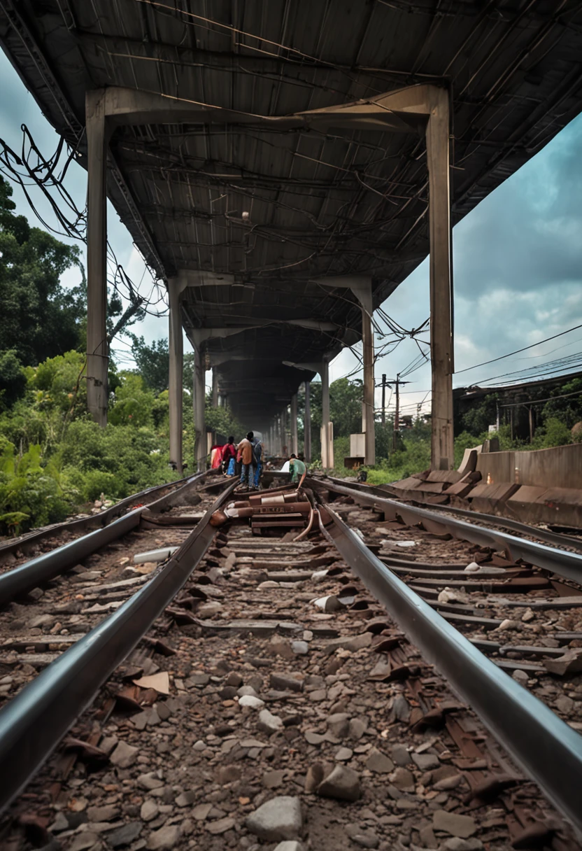 3 children playing on high voltage wire on passenger train line causes accident and train goes off the tracks