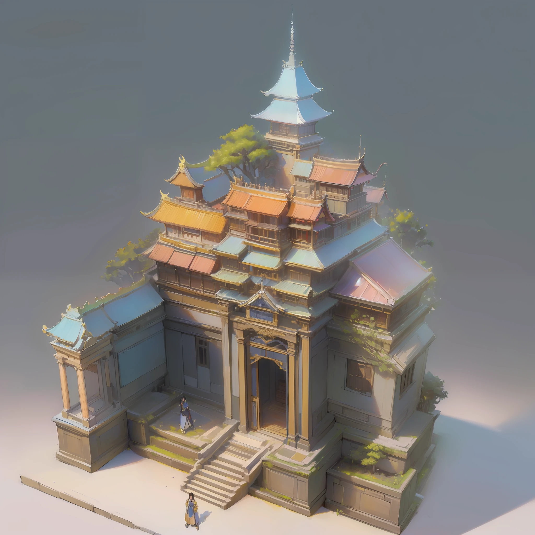 (isometric:1.5), (masterpiece, top quality, best quality, official art, beautiful and aesthetic:1.2),(16k, best quality, masterpiece:1.2),architecture, [:(black background:1.5):30],, east asian architecture, (simple background:1.5), scenery, no humans, stairs, building, wall, doorstep buildings, stairs, Chinese architecture,Doorway statue