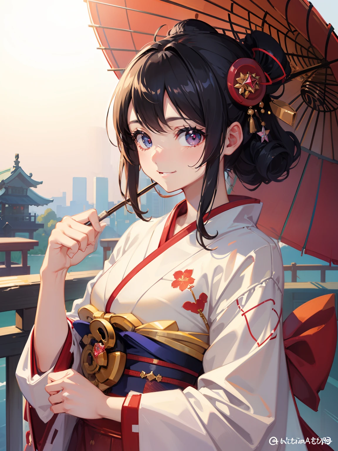 Big and double cute eyes、The inside of the eyes shines like diamonds、a smile