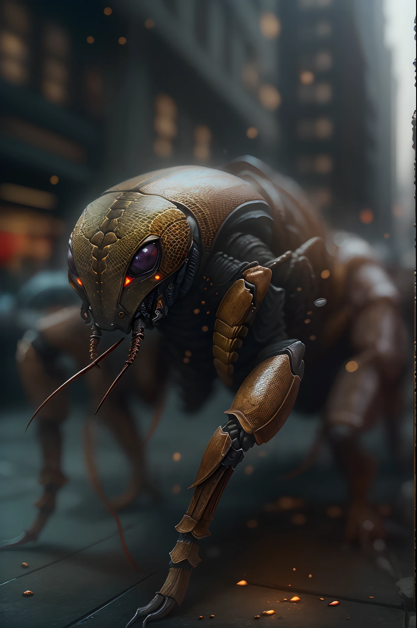 Invading aliens，Invasive insects，mkscorpion，A lot of hair is long，uncanny，blood vess，，Murderous，Full body like，combats，The city was destroyed，of a real，Facial features are carefully depicted，Realistic skin texture，Dark style，depth of fields，high light，Real light，Ray traching，oc rendered，Hyper-realistic，best qualtiy，8K，Works of masters，super-fine，Detailed pubic hair，Correct anatomy，sharp focus on eyes，Bokeh，Facial features are carefully depicted