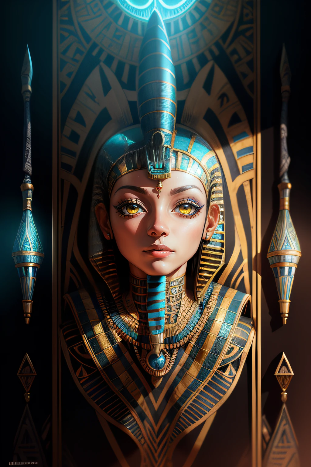biomachine:1.3, (Egyptian Ra-Tuna:1.2), (colorido:1.2), Hans Giger, (zentangle:1.2), granulado, extremamente detalhado, detalhes intrincados, dynamic lighting, fotorrealista, luz natural, baixo h, obra prima, detalhado 8k