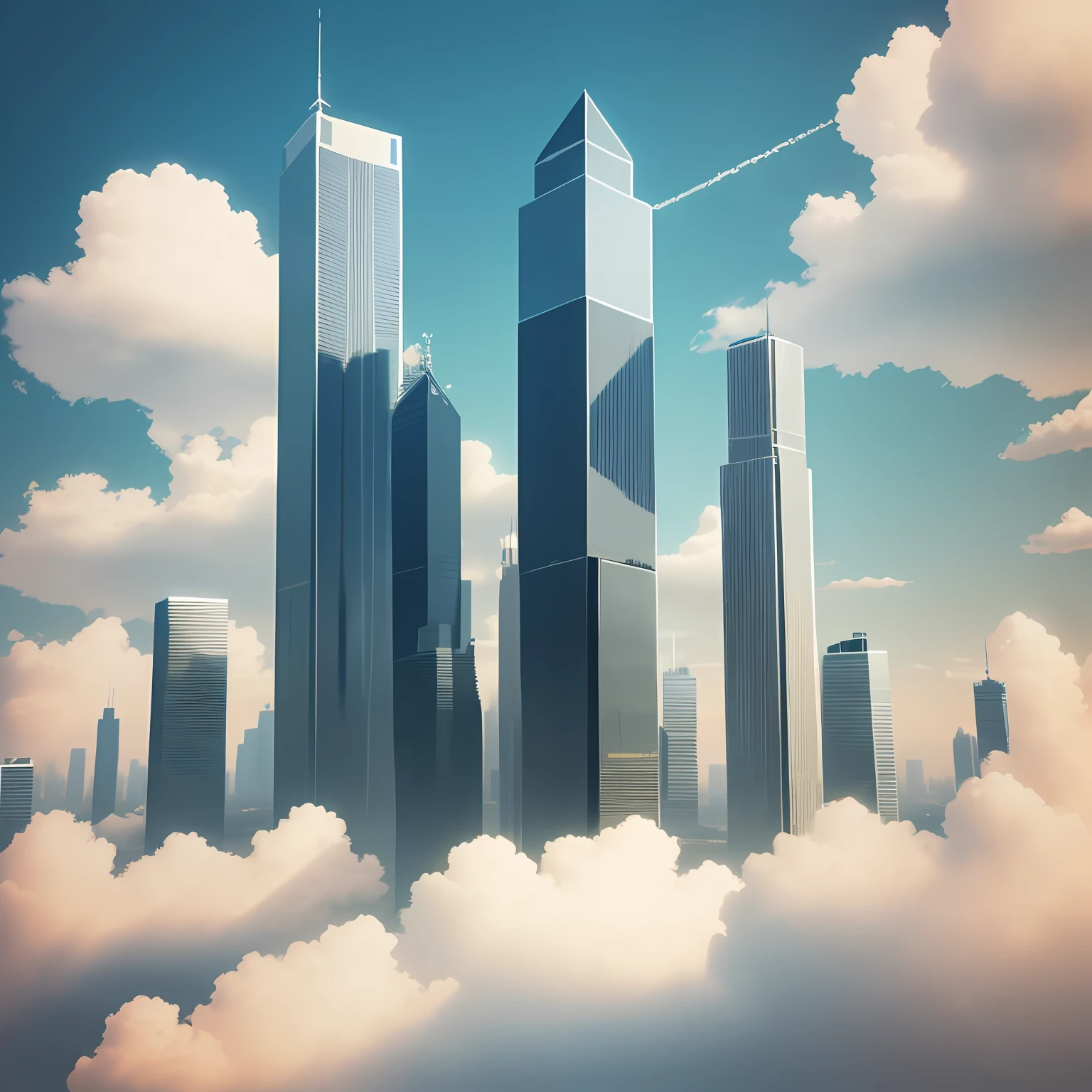 Skyscrapers taller than the clouds High quality 8K