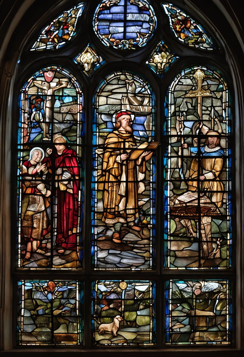 vitral de uma igreja medieval com anjo