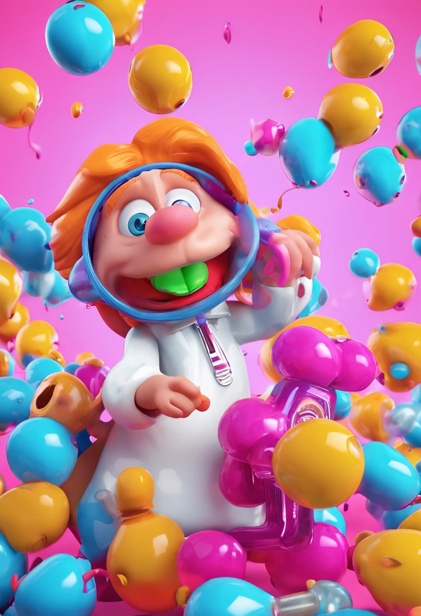 endless creativity, Bubble Gun Model, Cartoon appearance design, Rich advanced color matching, CG, simple background, rendering, ocrendering, 3dModel, Surrealism