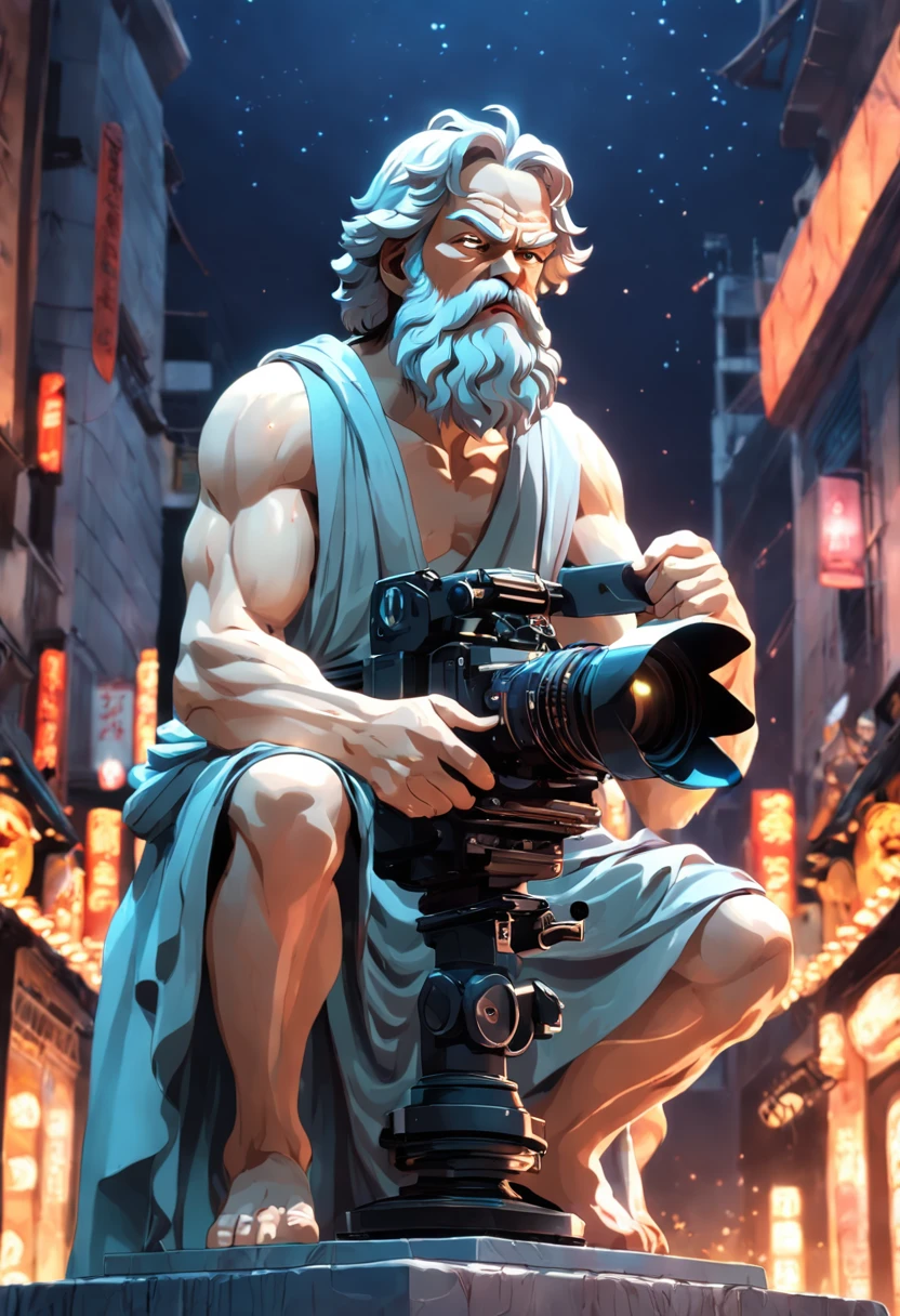 statue of Socrates Absurd image of real,  the old camera of Nikon 8k,16.9.