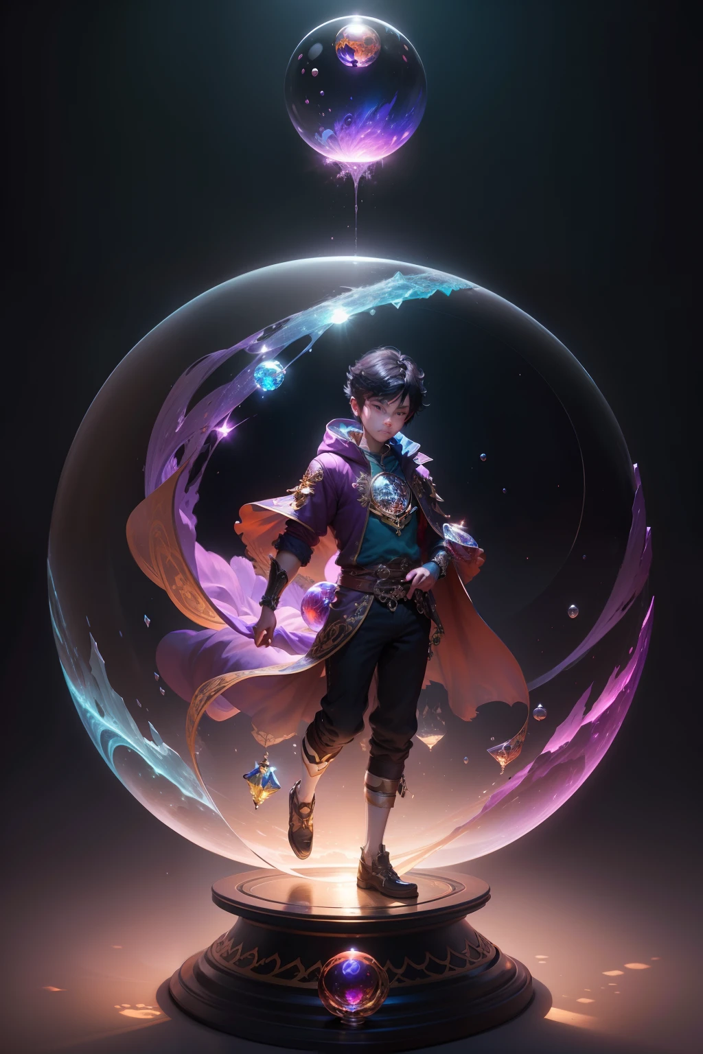 Boy trapped in a crystal ball,Fantasy Art Style,artwork in the style of guweiz, guweiz on pixiv artstation, guweiz, guweiz on artstation pixiv, ross tran 8 k, fanart best artstation, loish and wlop, Trending on ArtStation pixiv, 8k high quality detailed art