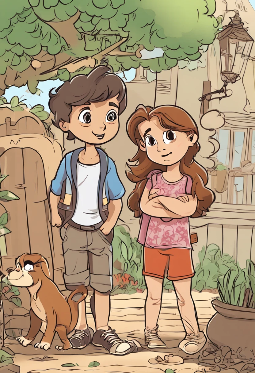 Personagens:
Menino: Lucas, de aproximadamente 5 anos, cabelo curto estilo Disney, olhos castanhos.
Menina: Sofia, de 2 anos, cabelo liso e preto, olhos azuis.
scenecy: Lucas and Sofia are playing in their backyard, em um dia ensolarado.
dialogue:
Lucas: (correndo e rindo) Sofia, venha brincar de pega-pega comigo! Eu sou o pegador!
Sofia: (ri e tenta correr, but he stumbles on his short legs and falls) Aii!
Lucas: (runs up to Sophie worriedly) oh no, Sofia! Are you okay?
Sofia: (standing up and shaking his head) Estou bem, Lucas. I just stumbled a little bit.
Lucas: (ajuda Sofia a se levantar) Deixe-me te mostrar como correr, so you won't stumble anymore. Lift your feet high, so oh!
Sofia: (imita Lucas, Lifting your feet) Assim, Lucas?
Lucas: Exatamente, Sofia! Now you're ready to play!
Sofia: (feliz) Yay! Vamos!
Lucas e Sofia continuam brincando e rindo no quintal, Creating happy childhood memories.