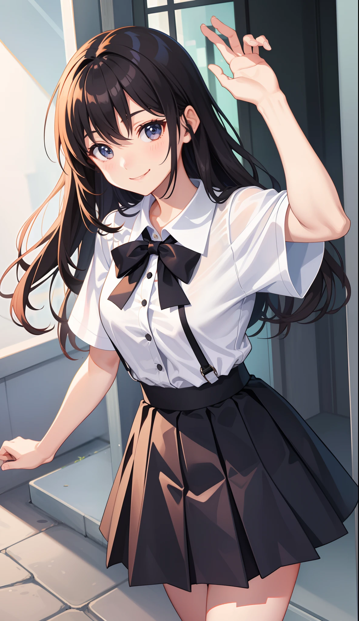 1girl in、A smile、A delightful! The shirt、skirt by the、(small tits)