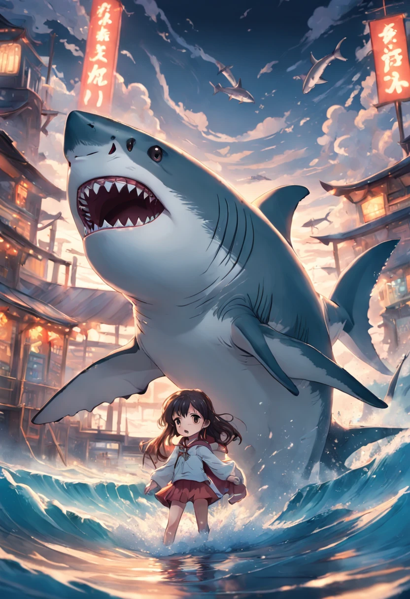 Great white shark,cartoony,children's
