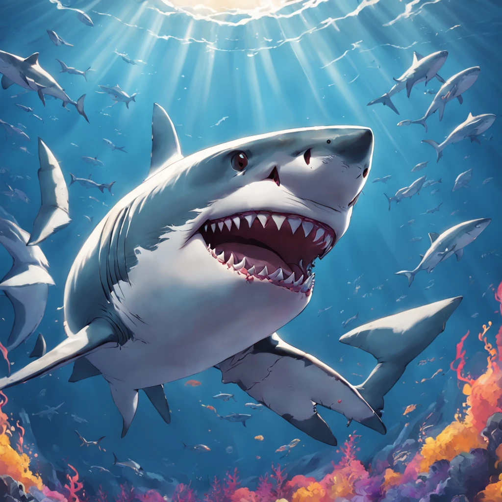 Great white shark,cartoony
