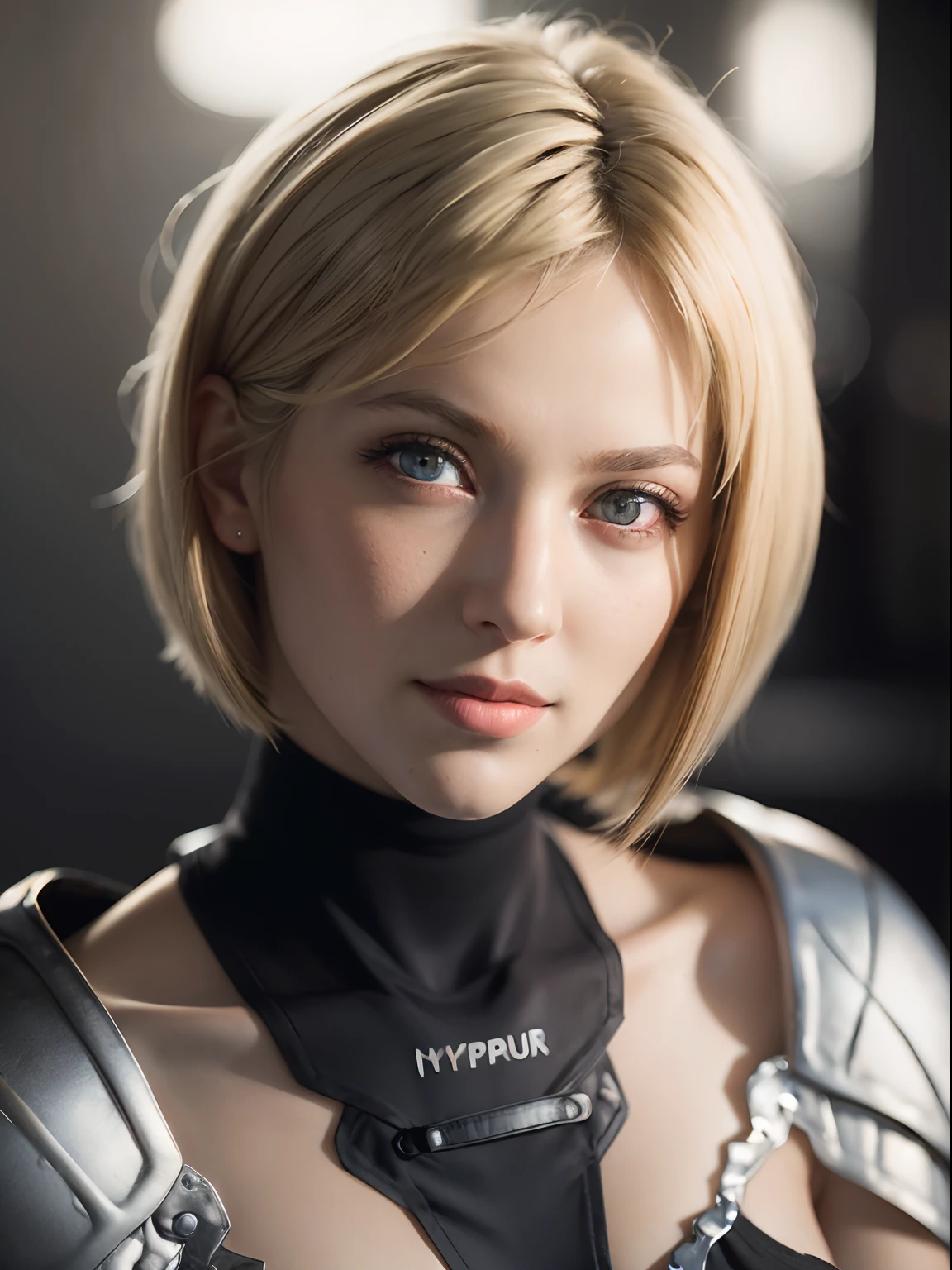 (masterpiece, best quality:1.4), (close up:1), (upper body:1.4), clare, grey eyes, armor, bodysuit, blonde hair , sexy smile, 1girl, beautiful face, (highly detailed face), highly detailed eyes, highly detailed skin, skin pores, subsurface scattering, realistic pupils, medium breast, full face blush, full lips, detailed background, depth of field, volumetric lighting, sharp focus, absurdres, realistic proportions, good anatomy, (realistic, hyperrealistic:1.4), 16k hdr,