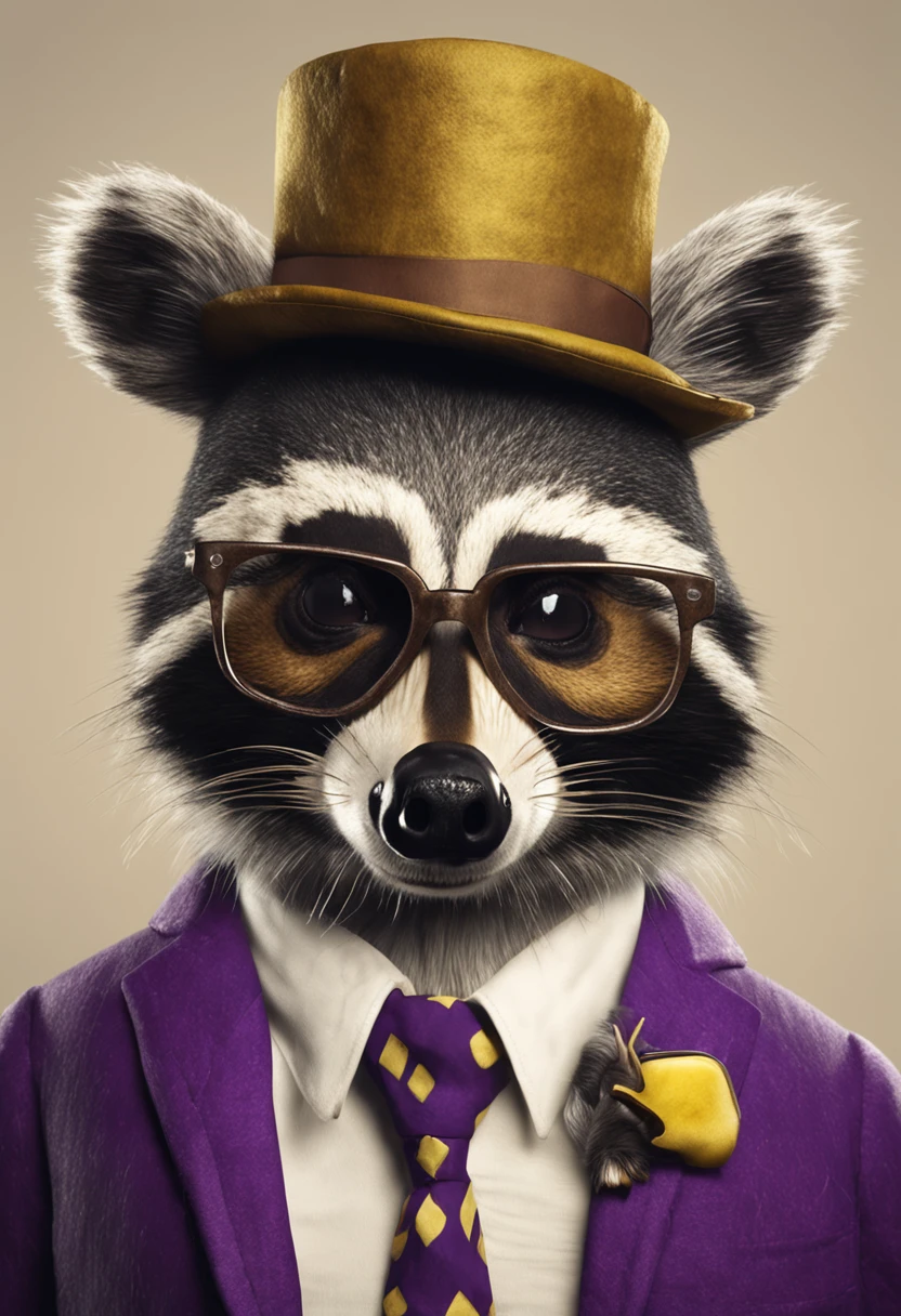 There's a badger anima gangster, com uma gravata amarela borboleta e um smoking roxo amarelo, anthropomorphic badger, fotorrealista, correntes de ouro, inspirado por Joseph Badger, texugo texugo, texugo, texugo peludo, smoking, anthropomorphic racoon, um guaxinim vestindo roupas formais, bonito weasel fursona retrato, anthropomorphic penguin, peludo mawshot, estilo loony toons, an anthropomorphic gangster rat, terno roxo e amarelo, INTERROGATION