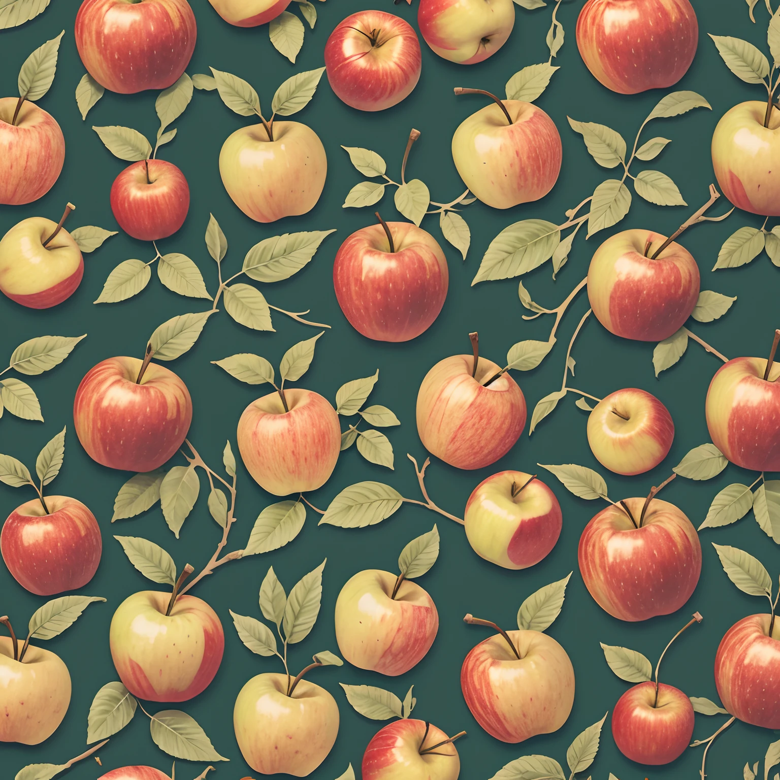 apples and flowers wallpaper pattern