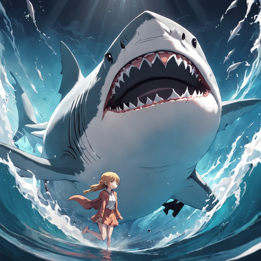 White shark,cartoonish style