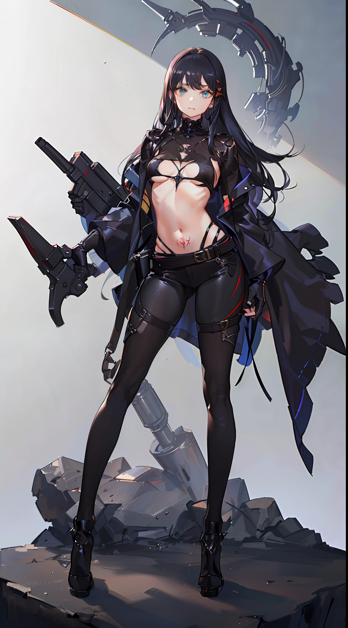 Young man, Long black hair, Cyan eyes, Tatoo, open torso, breeches, Iron hands, tmasterpiece, hiquality