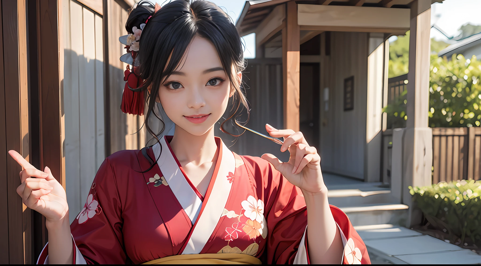 masterpiece, highres, best quality, 1girl solo, kamisato_ayaka, smile, kimono