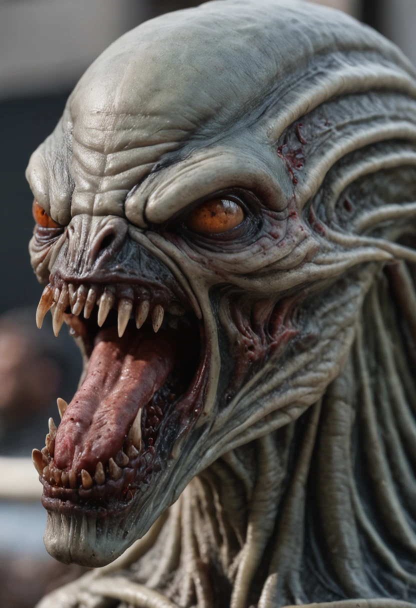 Invading aliens,Wolf-faced zombies,A lot of hair is long,Long horn,uncanny,blood vess,frotting,Murderous,Full body like,combats,The city was destroyed,of a real,Facial features are carefully depicted,Realistic skin texture,Dark style,depth of fields,high light,Real light,Ray traching,oc rendered,Hyper-realistic,best qualtiy,8K,Works of masters,super-fine,Detailed pubic hair,Correct anatomy,sharp focus on eyes,Bokeh,Facial features are carefully depicted