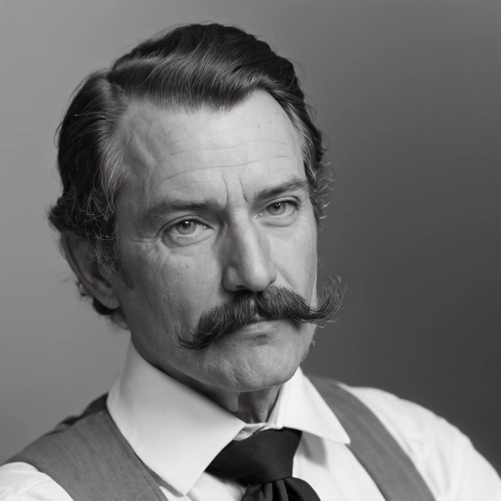 Foto em preto e branco de um homem com barba e bigode, inspirado em James Thomas Watts, uma foto de um homem desgrenhado, inspirado em Samuel F. B. Morse, inspirado em James McBey, Ernst Haeckel e artgerm, inspirado em Thomas Nast, ele tem barba e cabelos grisalhos, inspirado em John Avon