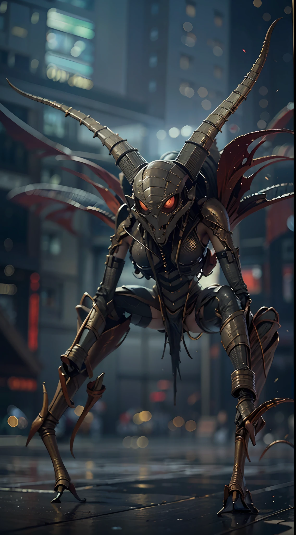 Invading aliens，Invasive insects，mkscorpion，A lot of hair is long，uncanny，blood vess，，Murderous，Full body like，combats，The city was destroyed，of a real，Facial features are carefully depicted，Realistic skin texture，Dark style，depth of fields，high light，Real light，Ray traching，oc rendered，Hyper-realistic，best qualtiy，8K，Works of masters，super-fine，Detailed pubic hair，Correct anatomy，sharp focus on eyes，Bokeh，Facial features are carefully depicted