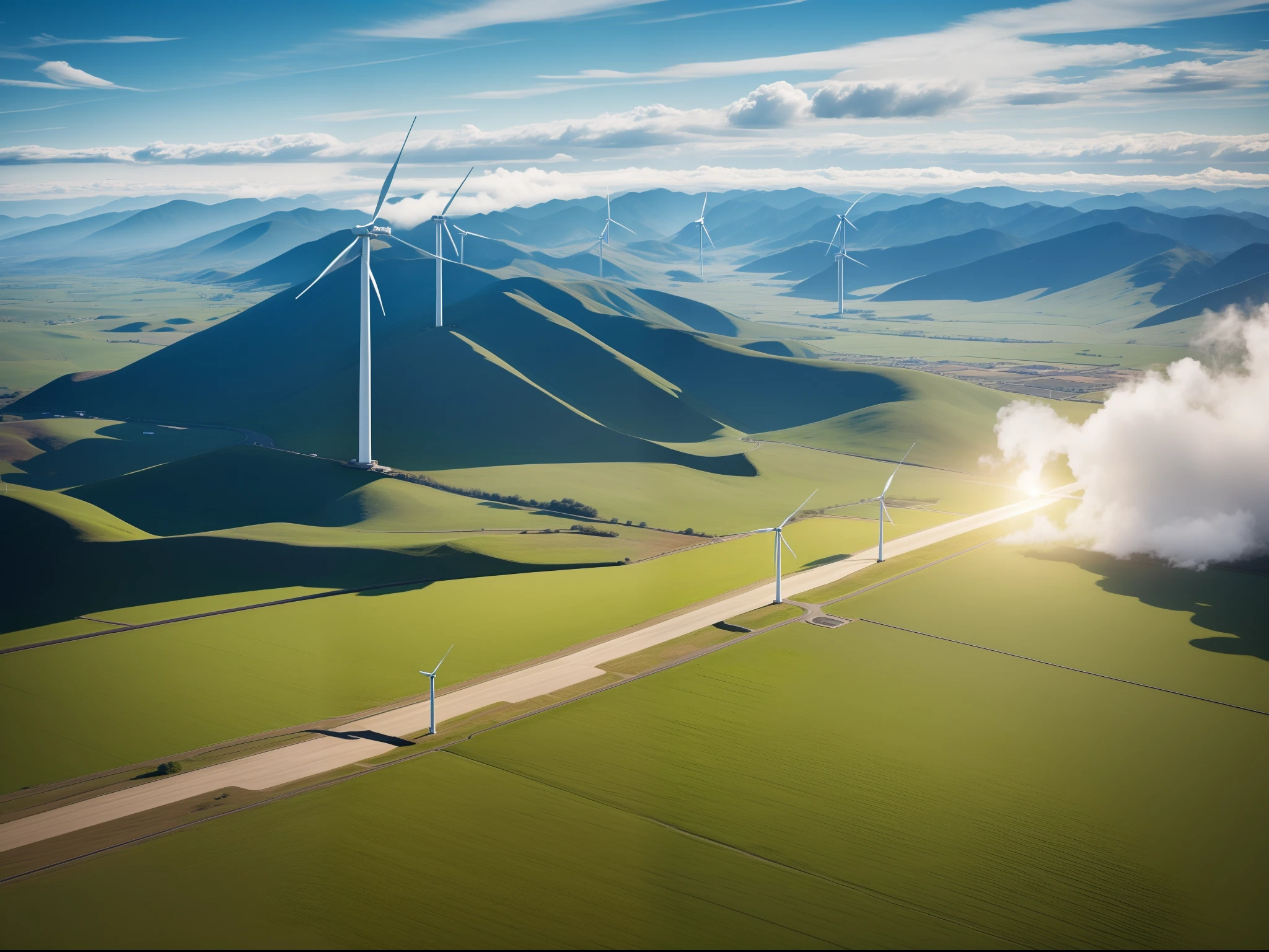 Spinning Landscape, The power of the wind, Use of clean energy, possibility, expresive