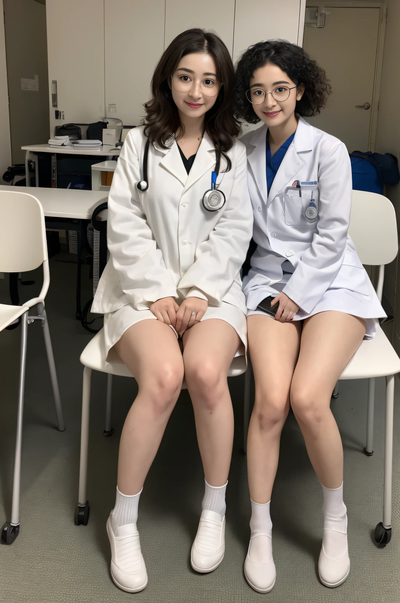 masutepiece、top-quality、Three Perfect Beautiful College Students, japanes、Wearing a research lab coat naked、Random Body, randome pose, eye glasses:0.4、Hair tied back、lab room、Fluorescent Lighting、Sudden sexual provocation out of place、Overwhelming sex appeal、18year old