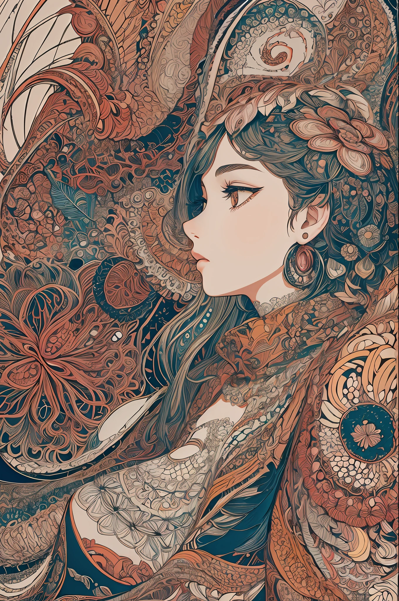 (masterpiece, top quality, best quality, official art, beautiful and aesthetic:1.2), (1girl:1.3), extremely detailed,(fractal art:1.2),colorful,highest detailed,(zentangle:1.2), (dynamic pose), (abstract background:1.5), (treditional dress:1.2), (shiny skin), (many colors:1.4), upper body