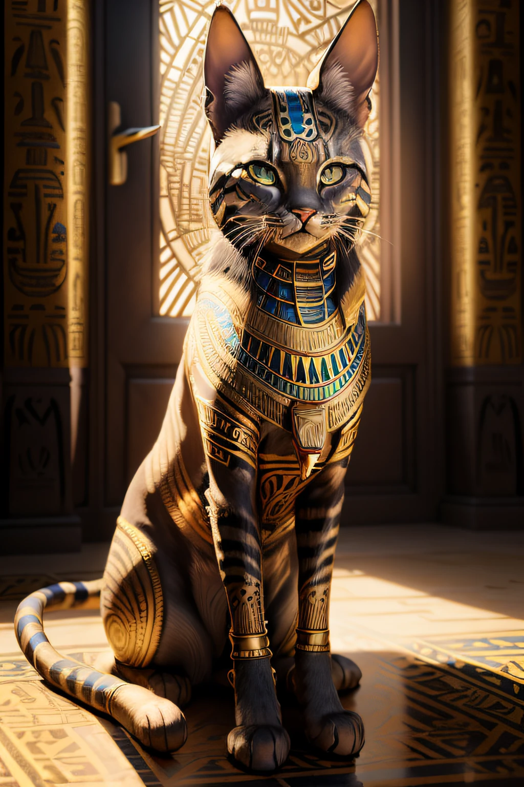 (Egyptian Bastet:1.2), (colorido:1.2), dourado, ouro, Hans Giger, (zentangle:1.2), granulado, extremamente detalhado, detalhes intrincados, dynamic lighting, fotorrealista, luz natural, baixo h, obra prima, detalhado 8k