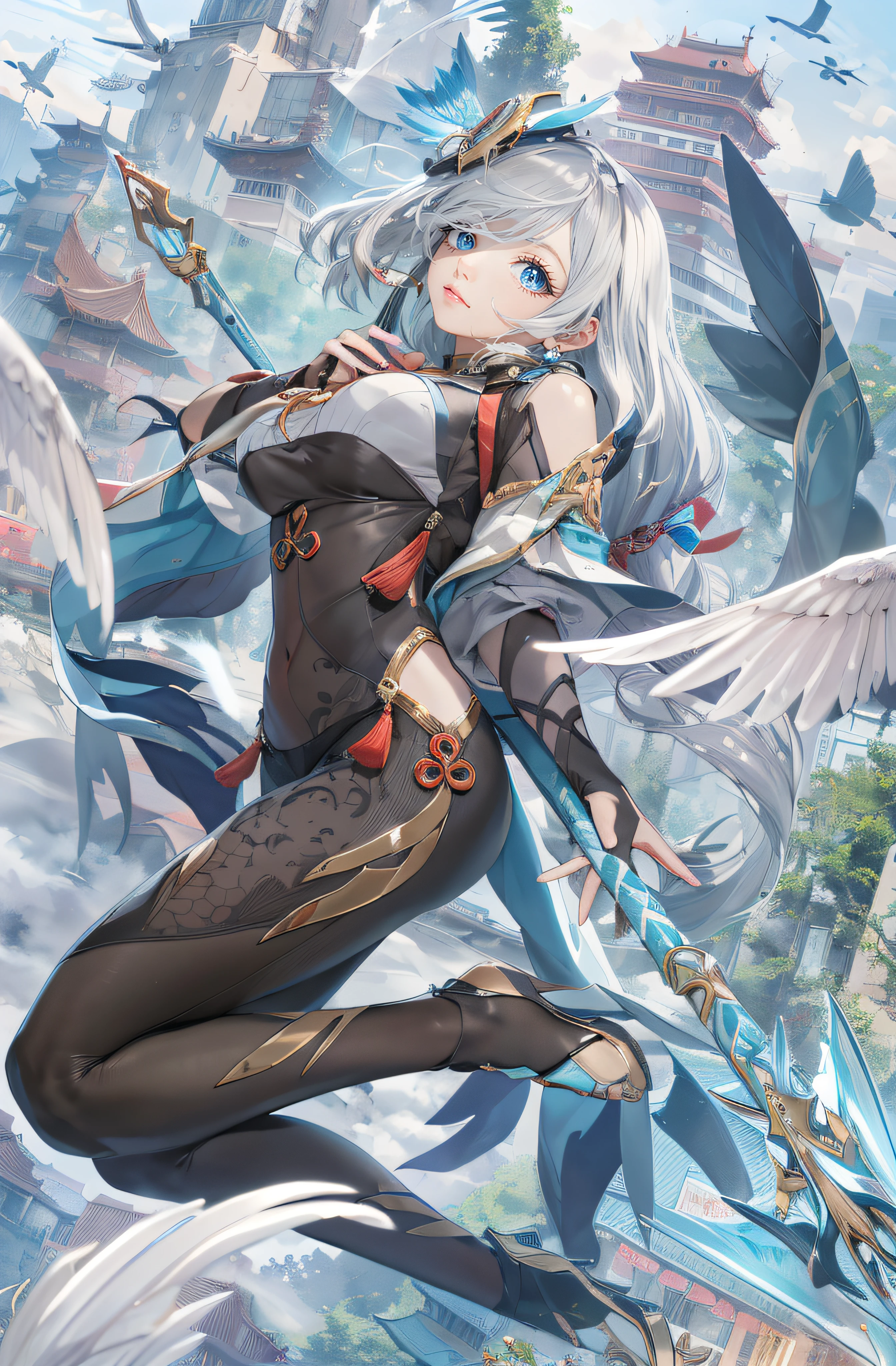 wide blue eyes，Water spirit eyes，Shiny eyes，perfect  eyes，fix eyes，Long eyelashes