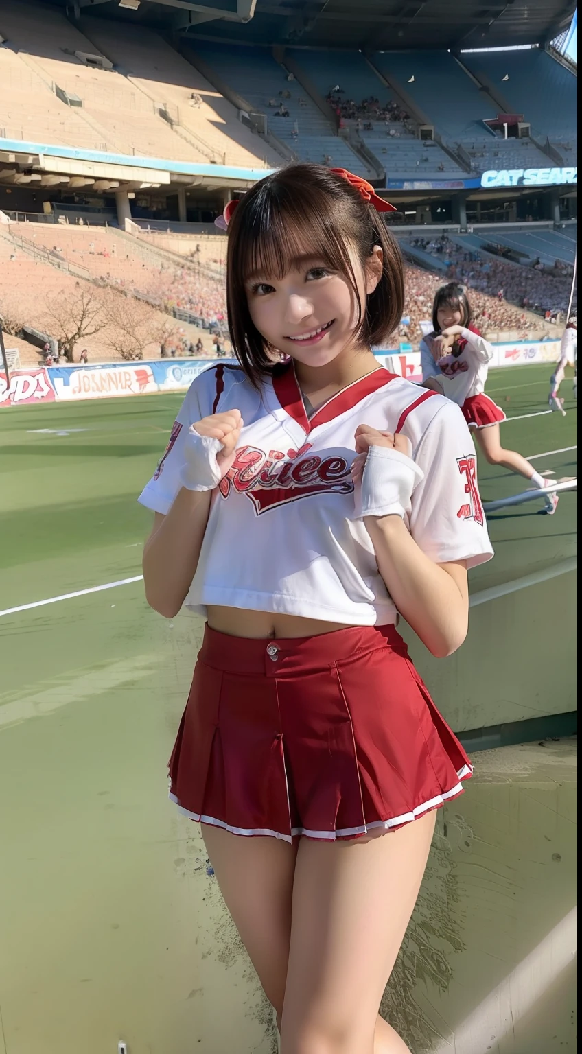 1girl in、Cheerleaders、japanaese girl、stadio、I-Shaped Balance、A miniskirt、Underpants、young 、Shy Laughter、huge tit、Wear miniskirts、handstand