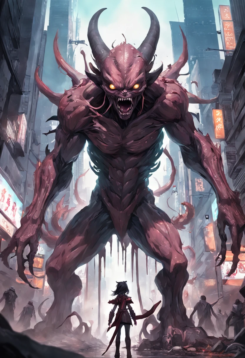 Invading aliens，Wolf-faced zombies，A lot of hair is long，Long horn，uncanny，blood vess，frotting，Murderous，Full body like，combats，The city was destroyed，of a real，Facial features are carefully depicted，Realistic skin texture，Dark style，depth of fields，high light，Real light，Ray traching，oc rendered，Hyper-realistic，best qualtiy，8K，Works of masters，super-fine，Detailed pubic hair，Correct anatomy，sharp focus on eyes，Bokeh，Facial features are carefully depicted