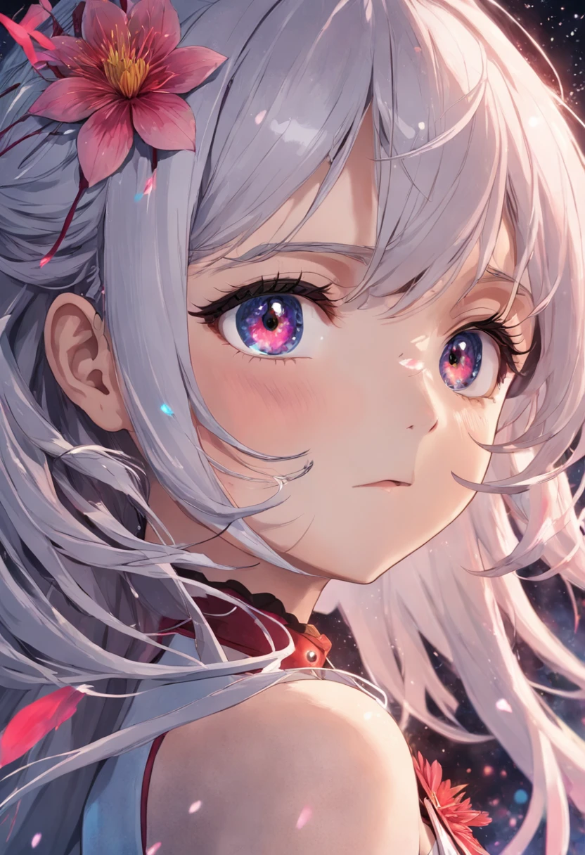 (insanely detaileda, full bloom:1.5), ((Solo)), (Highest Quality, (colourfull), (High Sharpness), ((Detailed pupils)), With gray eyes, ((Painting:1.1)), (Digital Painting:1.1), Detailed face and eyes,masutepiece, Best Quality, extremely detailed photo:1, 8K, tome...