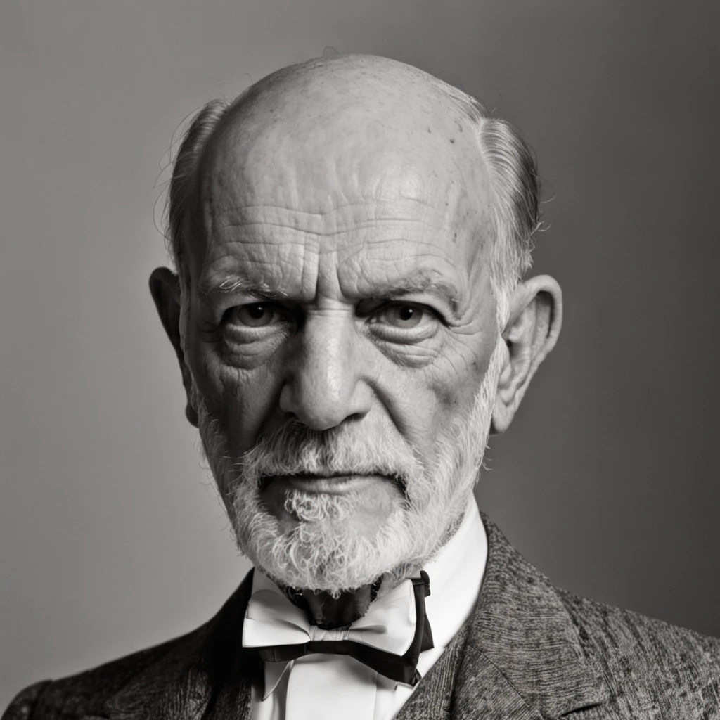 Sigmund freud, expression of anger, olhar elegante para o observador
