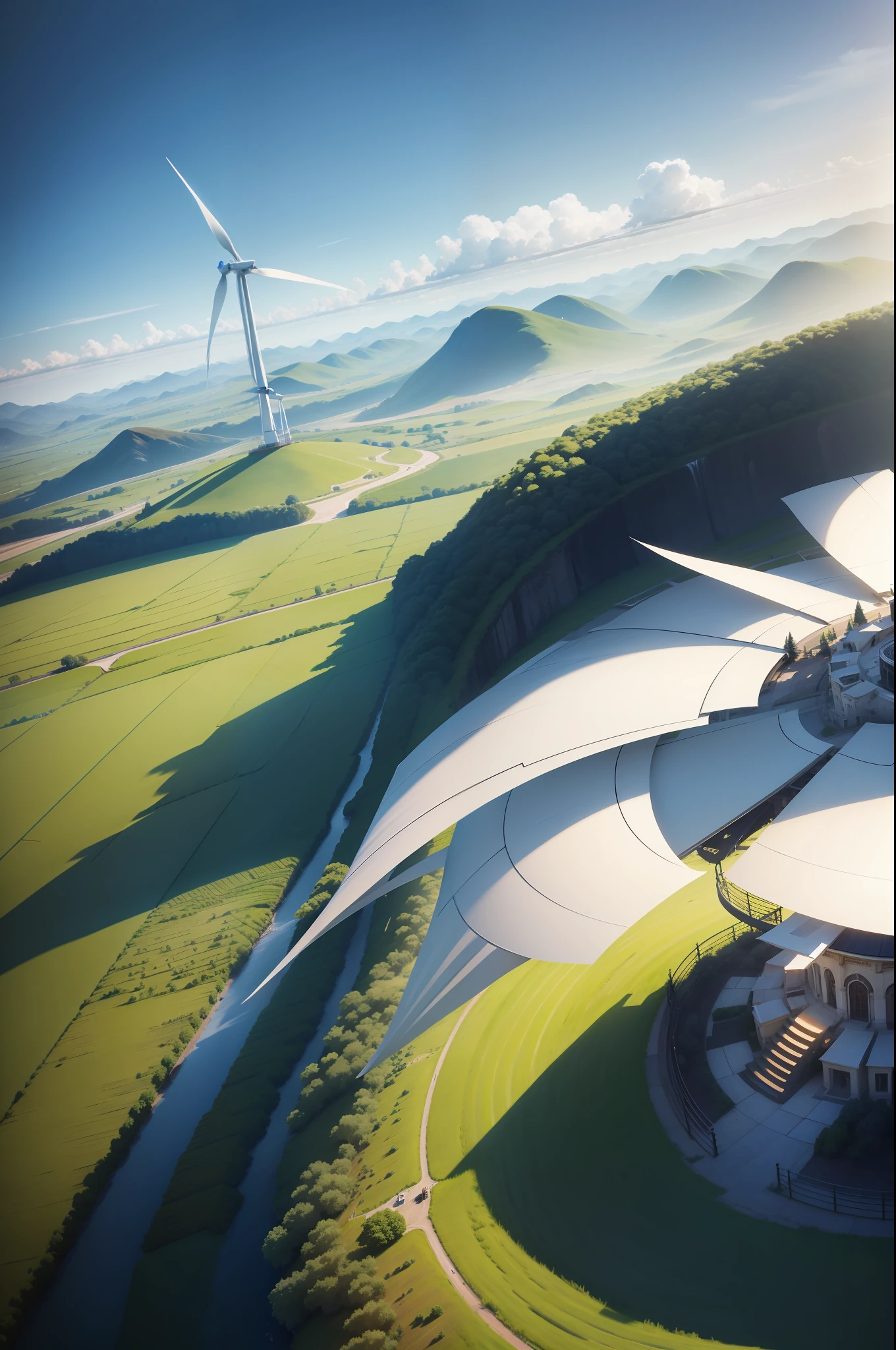 Spinning Landscape, The power of the wind, Use of clean energy, possibility, expresive