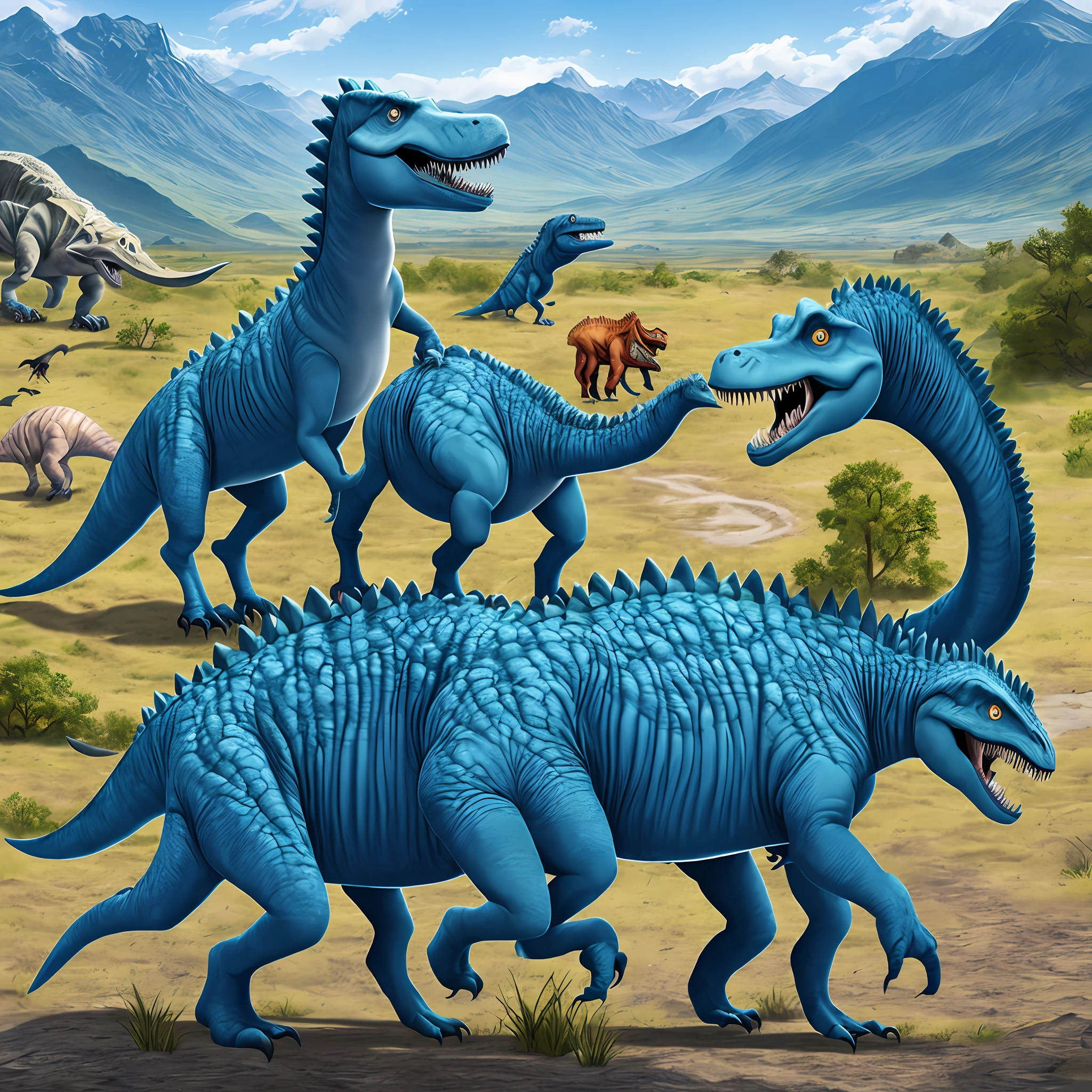 Dinosaurs carry wolves,Blu biu