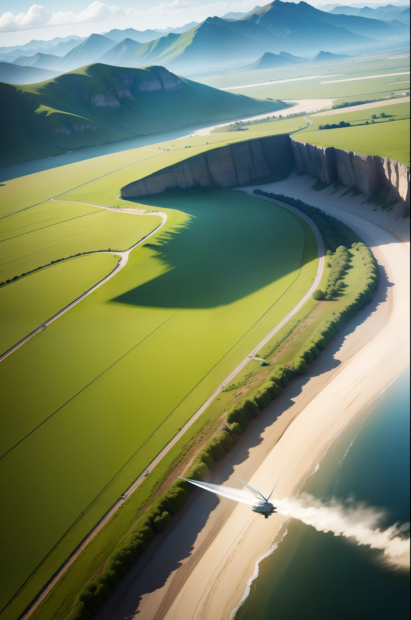 Spinning Landscape, The power of the wind, Use of clean energy, possibility, expresive