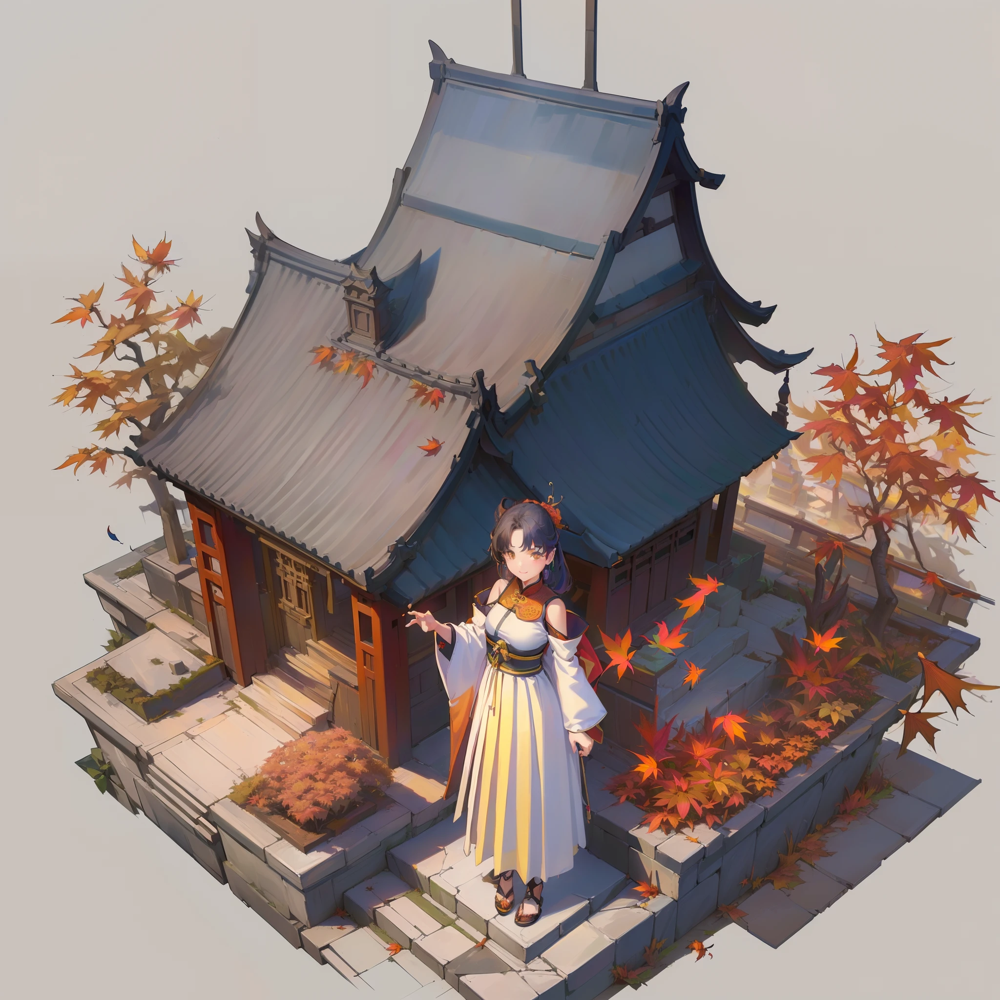 (isometric:1.5), (masterpiece, top quality, best quality, official art, beautiful and aesthetic:1.2),(16k, best quality, masterpiece:1.2),architecture, [:(black background:1.5):40],, east asian architecture, (simple background:1.5), scenery, no humans, stairs, building, wall, doorstep buildings, stairs, Chinese architecture,(autumn:1.5)
