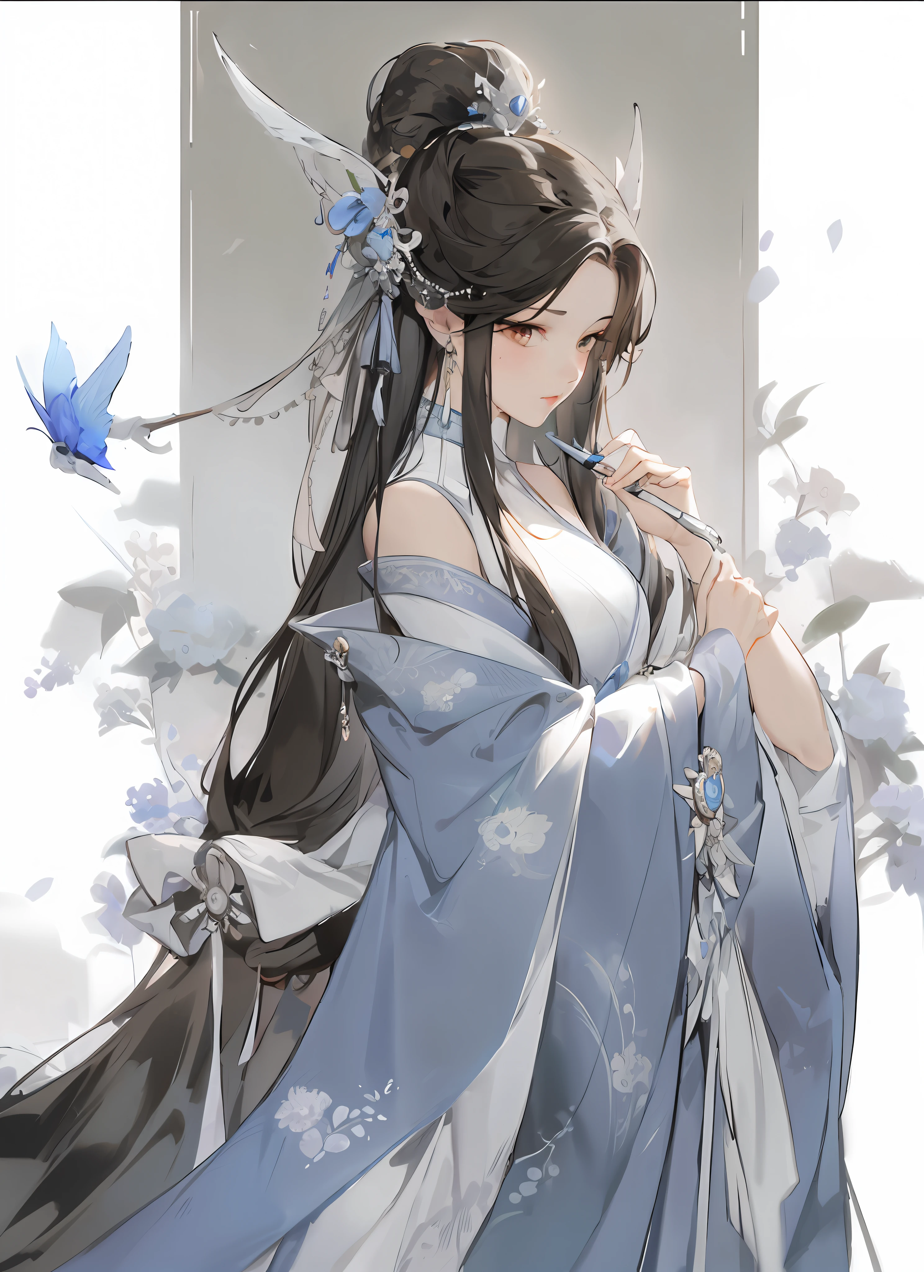 a close up of a woman with white hair and a white mask, beautiful character painting, guweiz, artwork in the style of guweiz, white haired deity, by Yang J, epic exquisite character art, stunning character art, by Fan Qi, by Wuzhun Shifan, guweiz on pixiv artstation