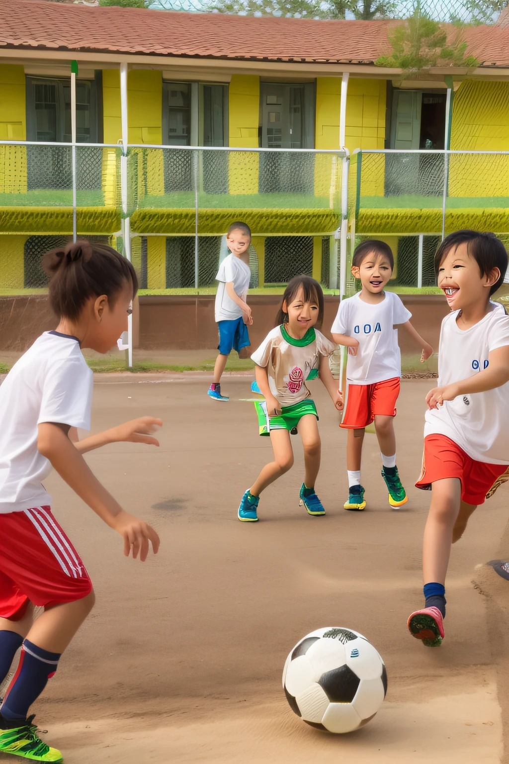 Children playing with a volleyball