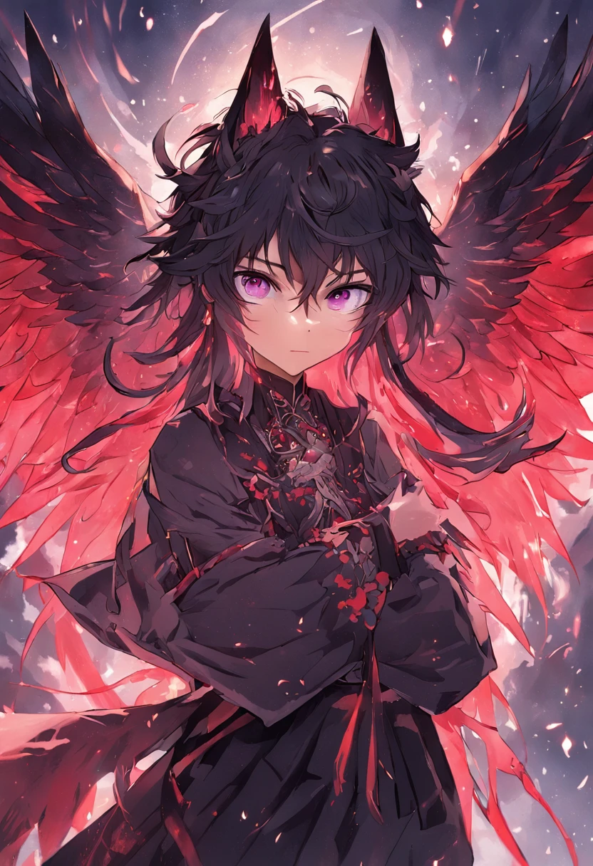 {{{tmasterpiece}}},{{{HighestQuali}}},{{{A high resolution}}},{{{Highest image quality}}},Old Slavic raven wolf god,Black wings,